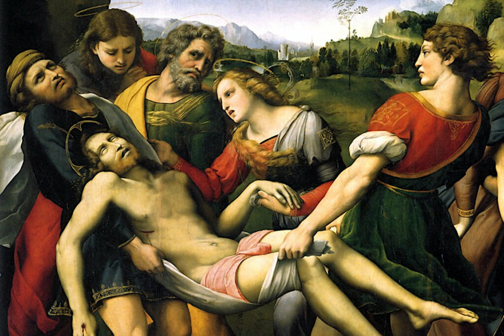 Particolare della Deposizione di Cristo nella Pala Baglioni di Raffaello