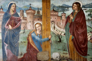 Visita guidata - Abbazia olivetana di San Nicola Particolare della grande crocifissione quattrocentesca nel refettorio dell'abbazia olivetana di San Nicola a Rodengo Saiano in Franciacorta