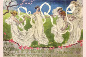 Visita guidata - Mostra: Liberty. L'arte dell'Italia moderna Cartellone Esposizione internazionale Arte decorativa, Torino, 1902, Leonardo Bistolfi